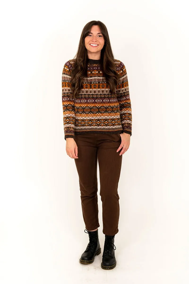Womens Drumtochty fair isle jumper - Brown