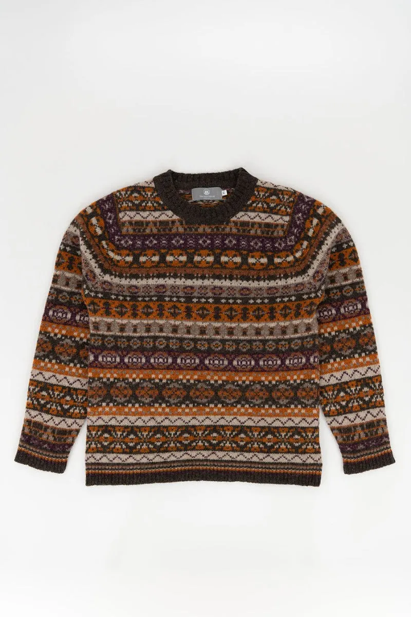 Womens Drumtochty fair isle jumper - Brown
