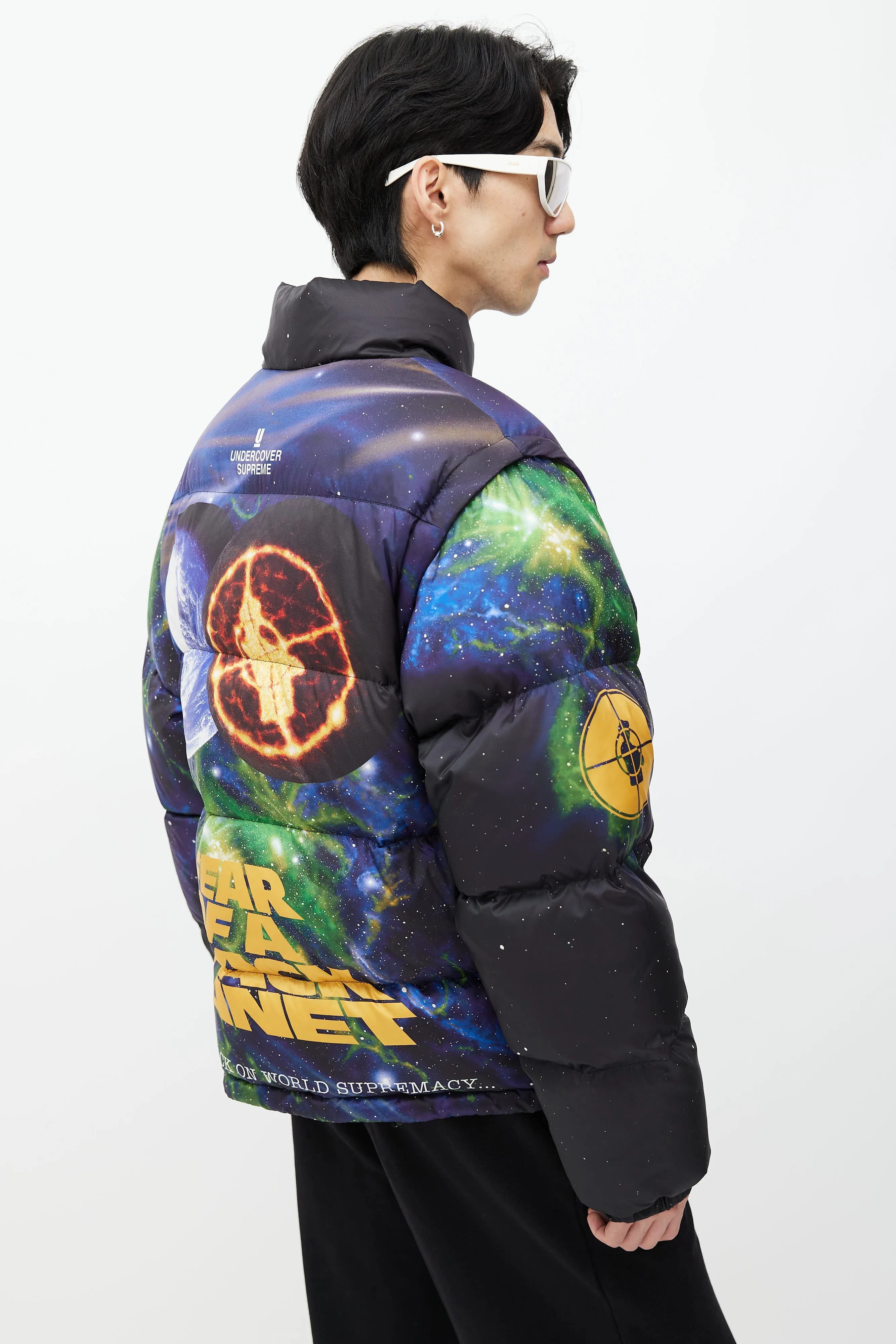 x Undercover x Public Enemy Black & Multi Print Puffer Jacket