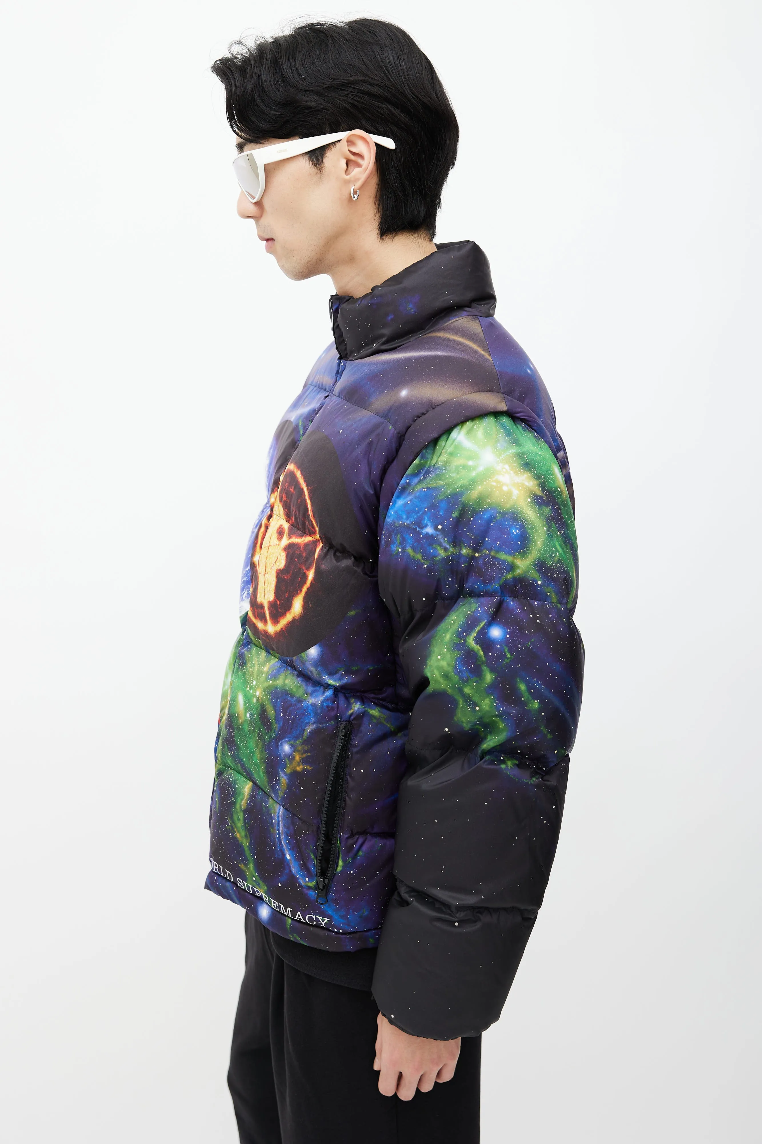 x Undercover x Public Enemy Black & Multi Print Puffer Jacket