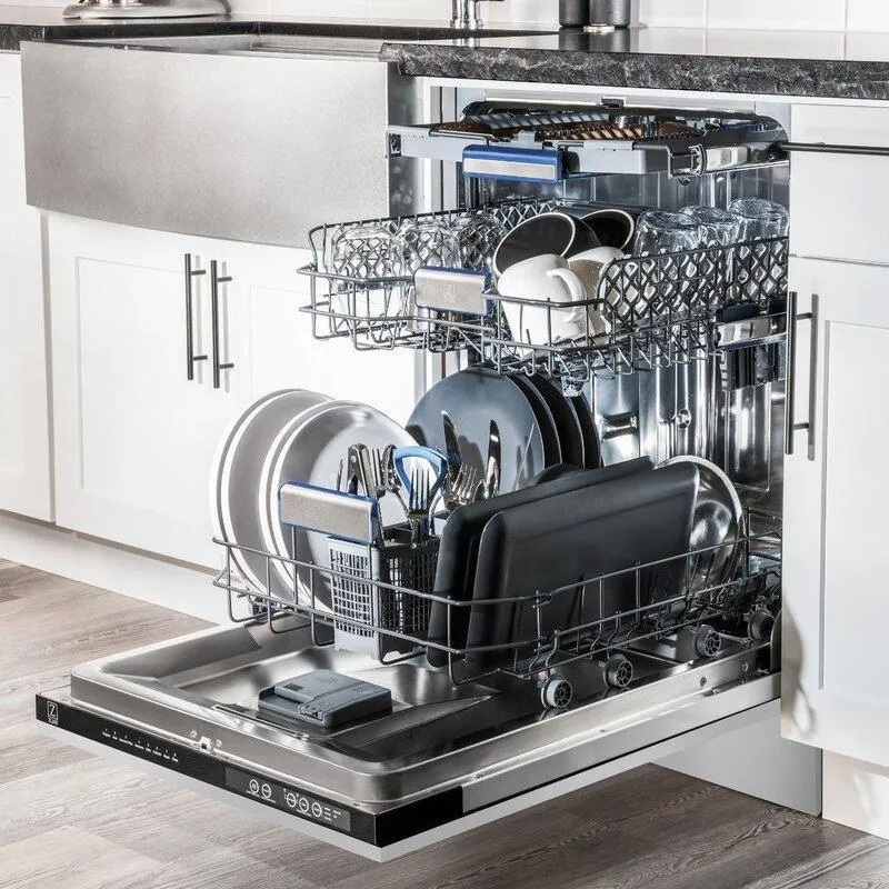 ZLINE 48 in. Gas Range, Range Hood, Microwave Drawer and 3 Rack Dishwasher Appliance Package 4KP-RGRH48-MWDWV